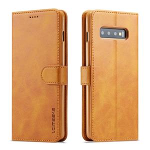 lc.imeeke Voor galaxy S10 LC. IMEEKE Calf Texture Horizontal Flip Leather Case met Holder & Card Slots & Wallet(Geel)