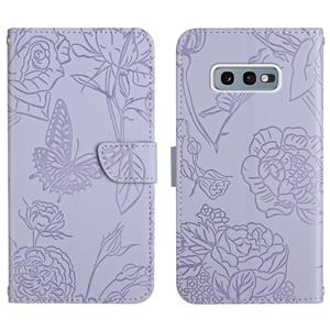 huismerk Voor Samsung Galaxy S10e Skin Feel Butterfly Peony reliëf lederen telefooncase