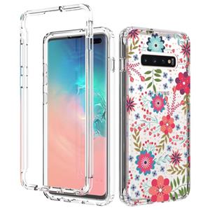 huismerk Voor Samsung Galaxy S10 Plus 2 in 1 hoge transparante geschilderde schokbestendige pc + TPU beschermhoes (kleine bloemen)