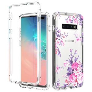 huismerk Voor Samsung Galaxy S10 Plus 2 in 1 hoge transparante geschilderde schokbestendige pc + TPU beschermhoes (rose)