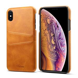 huismerk Suteni kalf textuur beschermende case voor iPhone XS Max met kaartsleuven (bruin)