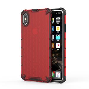 huismerk Schokbestendige honingraat PC + TPU beschermhoes voor iPhone XS Max (rood)