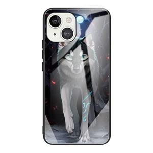 huismerk Gehard Glass + TPU Border Beschermhoes voor iPhone 13 Mini (Wolf)