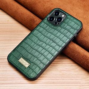 Sulada Crocodile Texture TPU-beschermhoes voor iPhone 13 Pro (Dark Green)