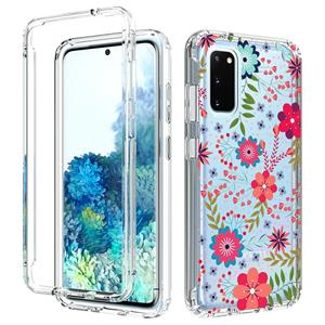 huismerk Voor Samsung Galaxy S20 2 in 1 hoge transparante geschilderde schokbestendige pc + TPU beschermhoes (kleine bloemen)