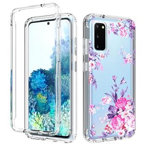 huismerk Voor Samsung Galaxy S20 2 in 1 hoge transparante geschilderde schokbestendige pc + TPU beschermhoes (rose)