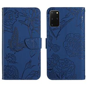 huismerk Voor Samsung Galaxy S20 + Skin Feel Butterfly Peony reliëf lederen telefoonhoes