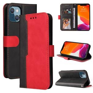 huismerk Business Stitching-Color Horizontal Flip PU Leather Case with Holder & Card Slots & Photo Frame For iPhone 13 mini(Red)