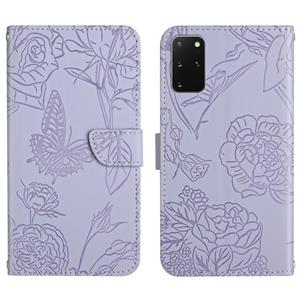 huismerk Voor Samsung Galaxy S20 + Skin Feel Butterfly Peony reliëf lederen telefoonhoes