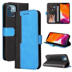 huismerk Business Stitching-Color Horizontal Flip PU Leather Case with Holder & Card Slots & Photo Frame For iPhone 13 mini(Blue)