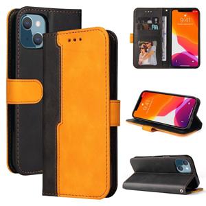 huismerk Business Stitching-Color Horizontal Flip PU Leather Case with Holder & Card Slots & Photo Frame For iPhone 13 mini(Orange)