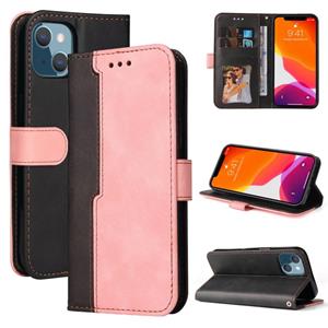 huismerk Business Stitching-Color Horizontal Flip PU Leather Case with Holder & Card Slots & Photo Frame For iPhone 13 mini (Pink)