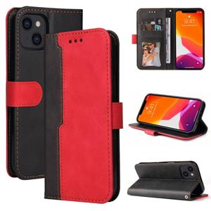 huismerk Business Stitching-Color Horizontal Flip PU Leather Case with Holder & Card Slots & Photo Frame For iPhone 13 (Red)