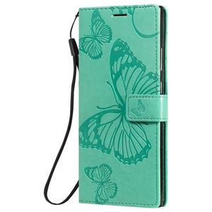 huismerk Voor Samsung Galaxy Note20 Ultra 3D Butterflies Embossing Pattern Horizontale Flip Lederen Case met Holder & Card Slot & Wallet(Groen)