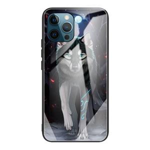 huismerk Gehard glas + TPU rand beschermhoes voor iPhone 13 Pro (Wolf)