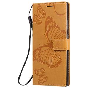 huismerk Voor Samsung Galaxy Note20 Ultra 3D Butterflies Embossing Pattern Horizontale Flip Lederen Case met Holder & Card Slot & Wallet(Geel)