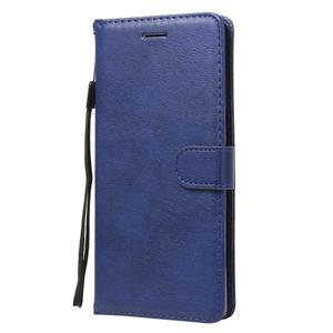 huismerk Voor Samsung Galaxy Note20 Solid Color Horizontale Flip PU Lederen case met Holder & Card Slots & Wallet & Lanyard(Blauw)