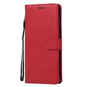 huismerk Voor Samsung Galaxy Note20 Solid Color Horizontale Flip PU Lederen case met Holder & Card Slots & Wallet & Lanyard(Red)