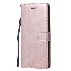 huismerk Voor Samsung Galaxy Note20 Solid Color Horizontale Flip PU Lederen case met Holder & Card Slots & Wallet & Lanyard(Rose Gold)