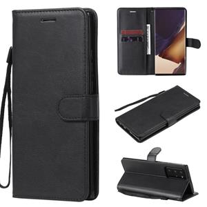 huismerk Voor Samsung Galaxy Note20 Ultra Solid Color Horizontale Flip PU Lederen case met Holder & Card Slots & Wallet & Lanyard(Zwart)