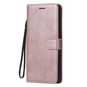 huismerk Voor Samsung Galaxy Note20 Ultra Solid Color Horizontale Flip PU Lederen case met Holder & Card Slots & Wallet & Lanyard(Rose Gold)