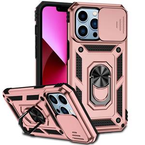 huismerk Glijdende Camshield Holder Telefoonhoes voor iPhone 13 Pro (Rose Gold)