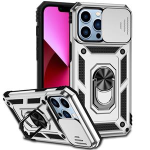 huismerk Glijdende Cockshield Holder telefoonhoesje voor iPhone 13 Pro (Silver)