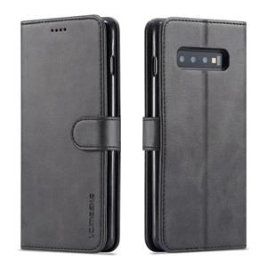 lc.imeeke Voor de Galaxy S10 plus LC. IMEEKE kalf textuur horizontale Flip lederen draagtas met houder & kaartsleuven & portemonnee (zwart)