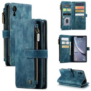 CaseMe-C30 PU + TPU multifunctionele horizontale flip lederen geval met houder kaartsleuf & portemonnee & rits zak voor iPhone XR (blauw)