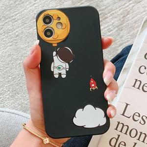 huismerk Rechte rand astronaut planeet print patroon TPU beschermhoes voor iPhone 12 mini