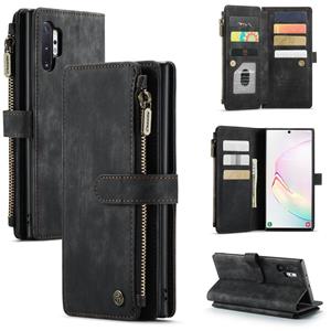 Voor Samsung Galaxy Note10 + Caseme-C30 PU + TPU Multifunctionele Horizontale Flip Leren Case met Houder & Card Slot & Portemonnee & Rits Pocket (Zwar