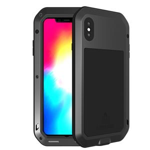 lovemei LOVE MEI krachtige stofdicht Shockproof anti-slip metaal + siliconen combinatie Case voor iPhone XS Max(Black)