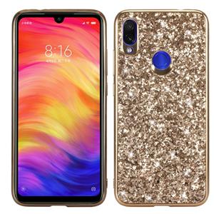 huismerk Glitter poeder schokbestendig TPU Case voor Xiaomi Redmi Note 7 (goud)