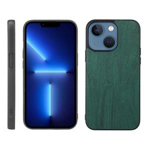 huismerk Wood Texture PU-telefooncase voor iPhone 13