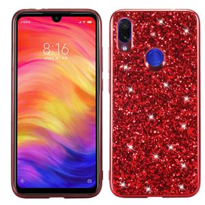 huismerk Glitter poeder schokbestendig TPU Case voor Xiaomi Redmi Note 7 (rood)