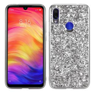 huismerk Glitter poeder schokbestendig TPU Case voor Xiaomi Redmi Note 7 (zilver)