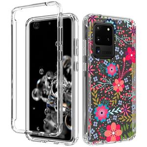 huismerk Voor Samsung Galaxy S20 Ultra 2 in 1 hoge transparante geschilderde schokbestendige pc + TPU beschermhoes (kleine bloemen)