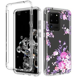 huismerk Voor Samsung Galaxy S20 Ultra 2 in 1 hoge transparante geschilderde schokbestendige pc + TPU beschermhoes (rose)