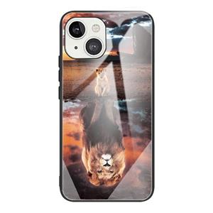 huismerk Kleurrijke Painted Glass Shockproof beschermhoes voor de iPhone 13 (Lion)