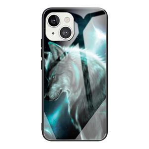 huismerk Kleurrijke Painted Glass Shockproof beschermhoes voor de iPhone 13 (Wolf)