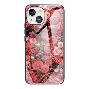 huismerk Kleurrijke Painted Glass Shockproof beschermhoes voor de iPhone 13 (Flower)