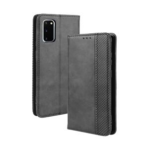 huismerk Voor Galaxy S20 /S20 5G magnetic Buckle retro Crazy Horse Texture Horizontal Flip Leather Case with Holder & Card Slots & Photo Frame(Black)