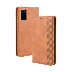 huismerk Voor Galaxy S20 /S20 5G magnetic Buckle retro Crazy Horse Texture Horizontal Flip Leather Case with Holder & Card Slots & Photo Frame(Brown)