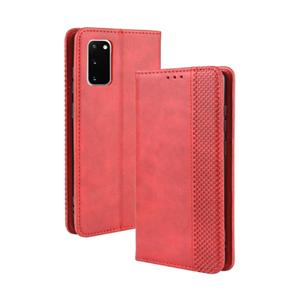 huismerk Voor Galaxy S20 /S20 5G magnetic Buckle retro Crazy Horse Texture Horizontal Flip Leather Case with Holder & Card Slots & Photo Frame(Red)