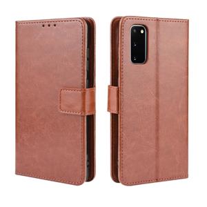 huismerk Voor Galaxy S20 /S20 5G retro Crazy Horse Texture Horizontal Flip Leather Case met Holder & Card Slots & Photo Frame(Brown)