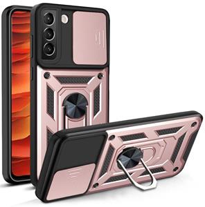 huismerk Voor SAMAUNG GALAXY S22 5G Glijdende Camera Cover Design TPU + PC-beschermhoes (ROSE GOUD)