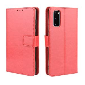 huismerk Voor Galaxy S20 /S20 5G retro Crazy Horse Texture Horizontal Flip Leather Case met Holder & Card Slots & Photo Frame(Red)