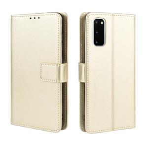 huismerk Voor Galaxy S20 /S20 5G Retro Crazy Horse Texture Horizontal Flip Leather Case met Holder & Card Slots & Photo Frame(Gold)