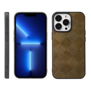 huismerk Weave Plaid PU-telefooncase voor iPhone 13 Pro