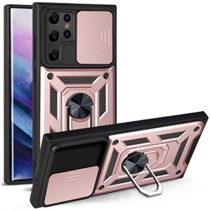 huismerk Voor Samaung Galaxy S22 Ultra 5G Schuifcamera Cover Design TPU + PC Beschermhoes (ROSE GOUD)